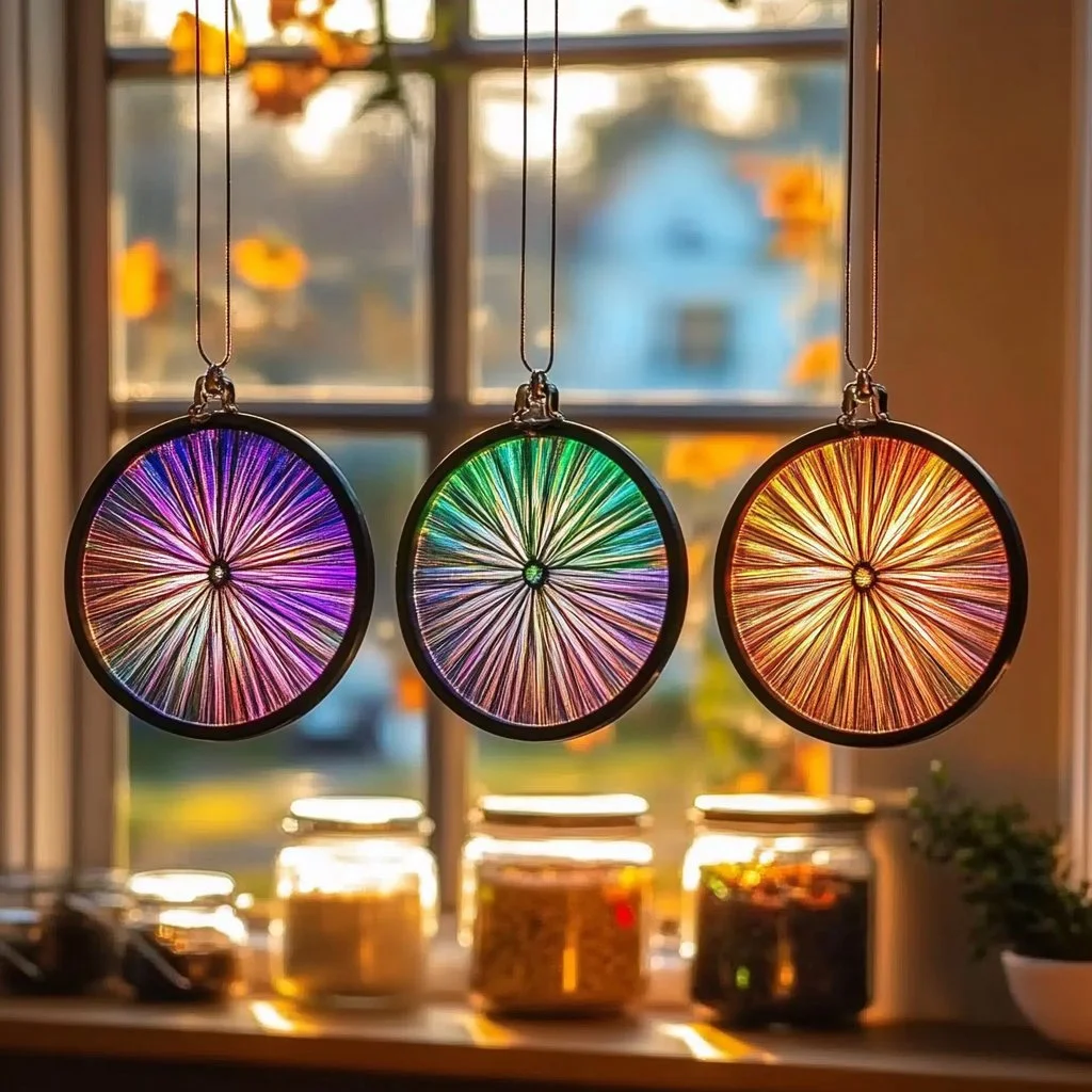 DIY stained glass suncatcher craft project for colorful home decor