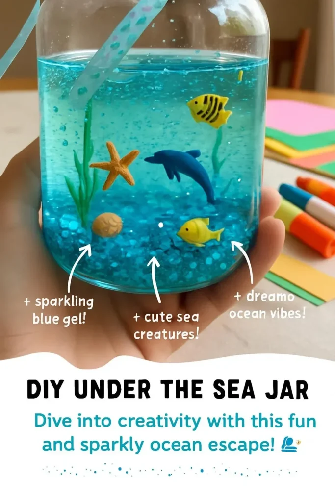 Colorful DIY Under the Sea Jar filled with ocean-themed decorations