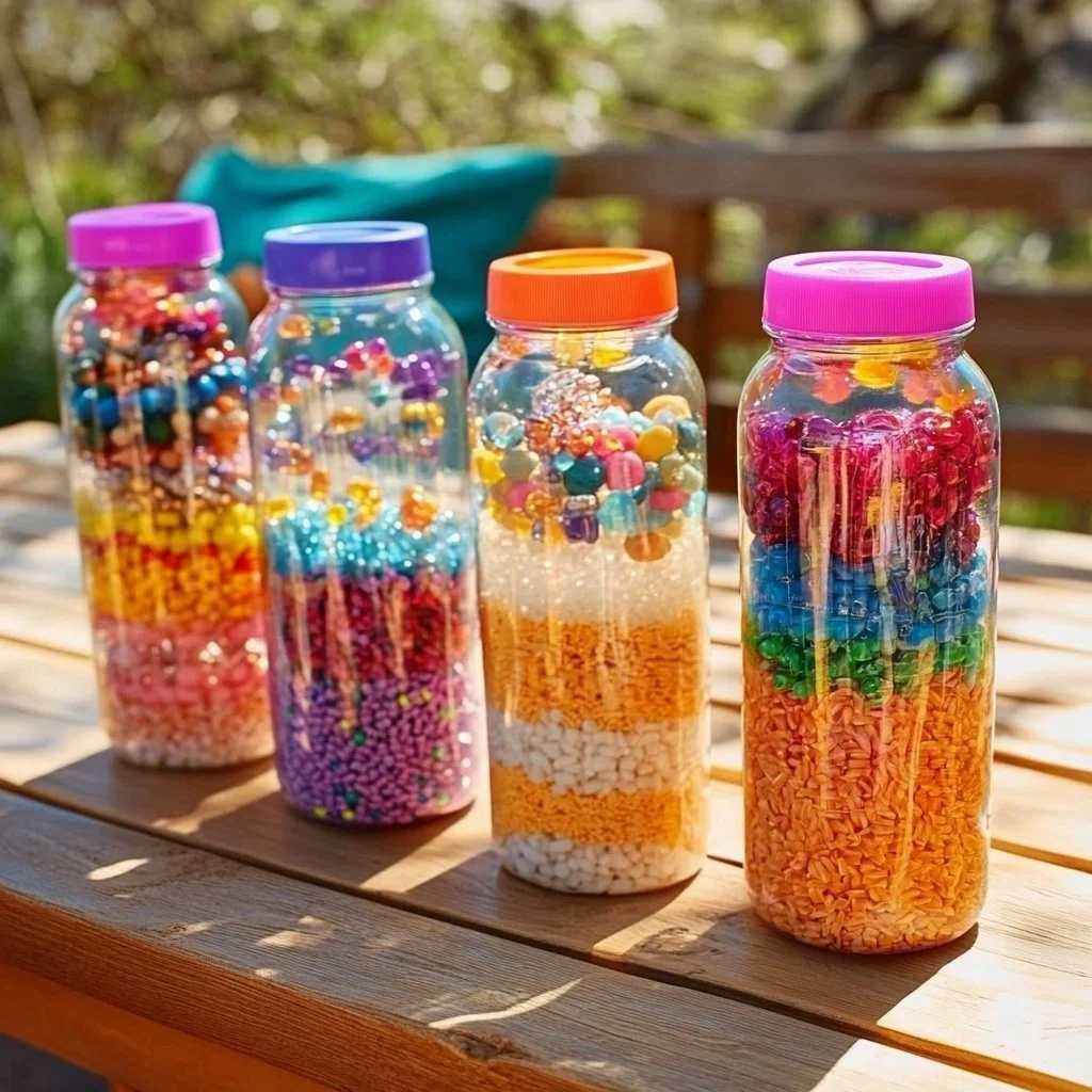 DIY water bottle musical instruments for creative music-making.