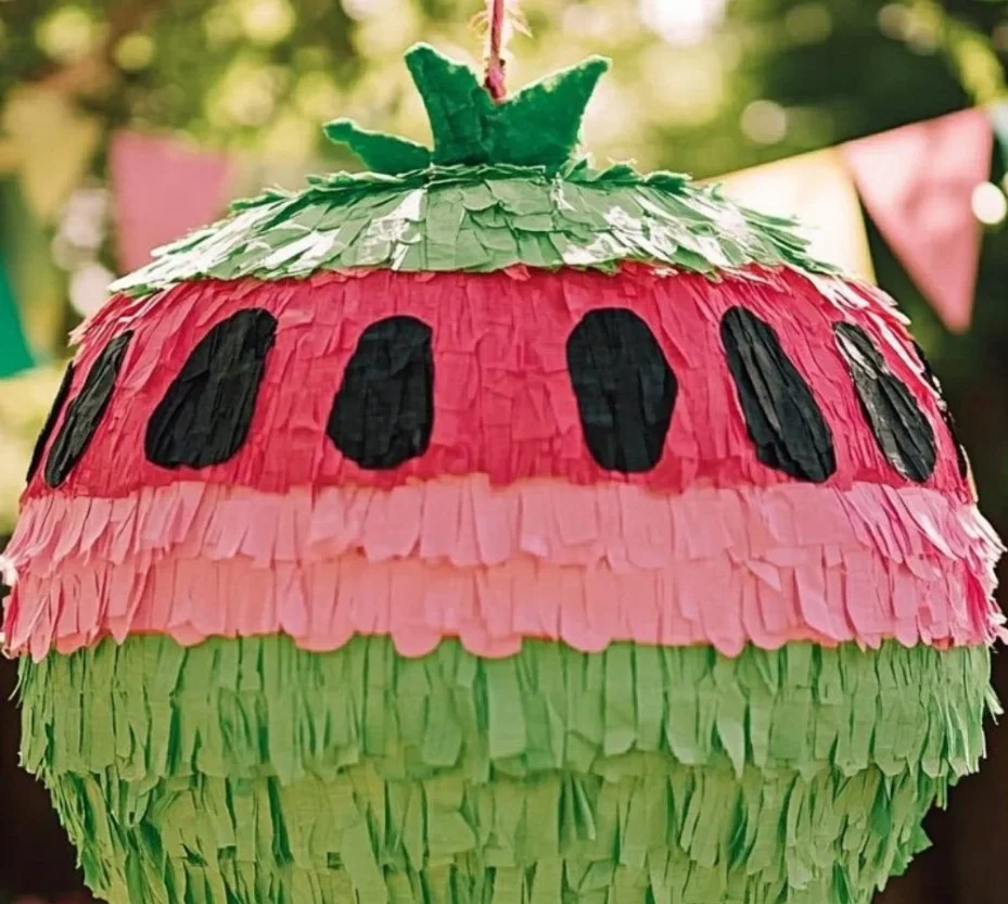 Colorful DIY watermelon piñata for party decoration and games