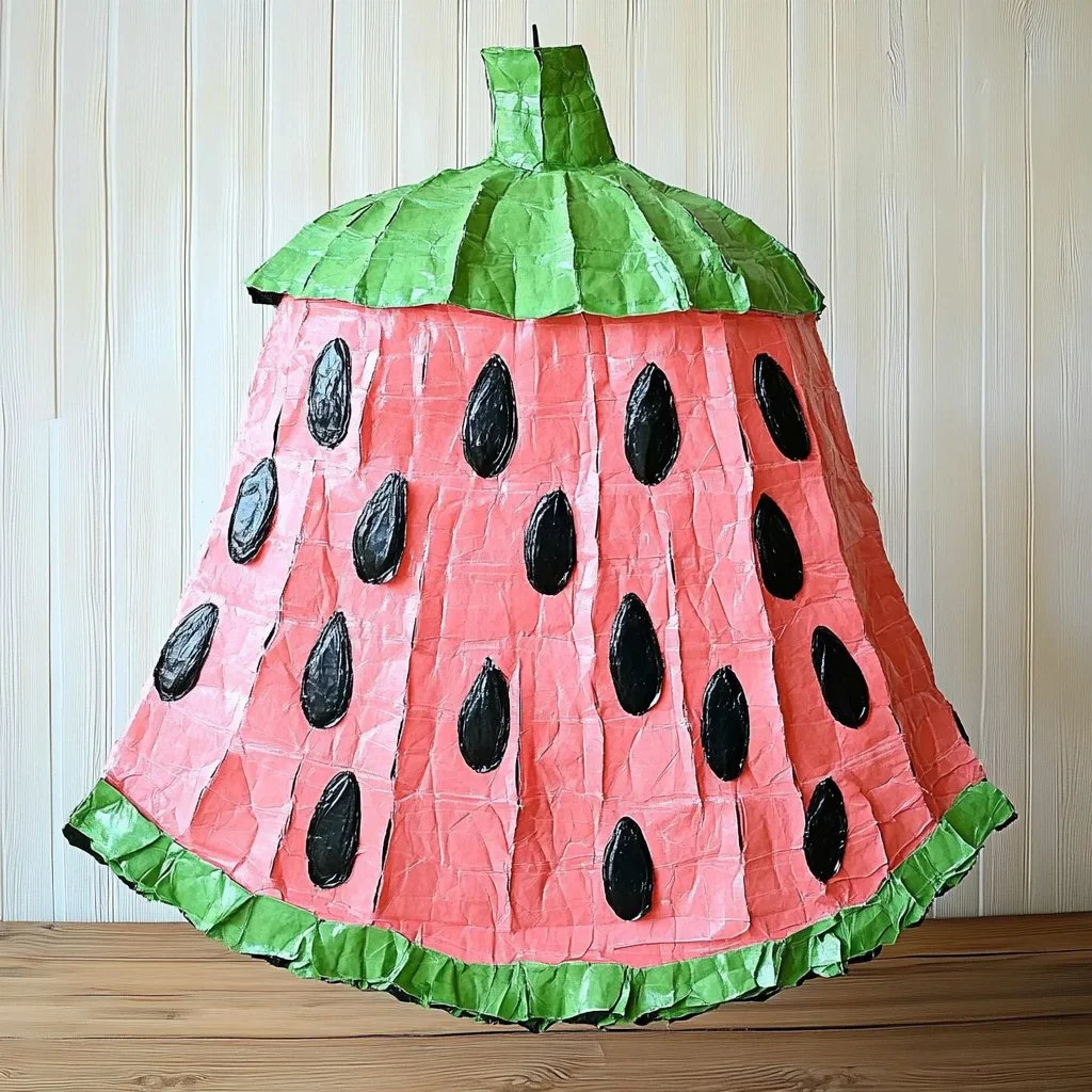 Colorful DIY watermelon piñata for summer party decoration