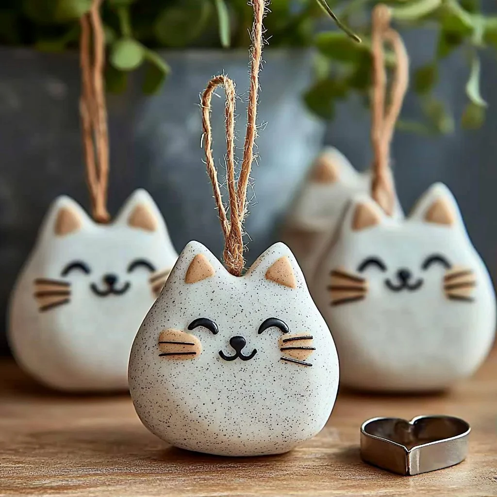 Easy DIY salt dough cat ornaments for festive decoration.
