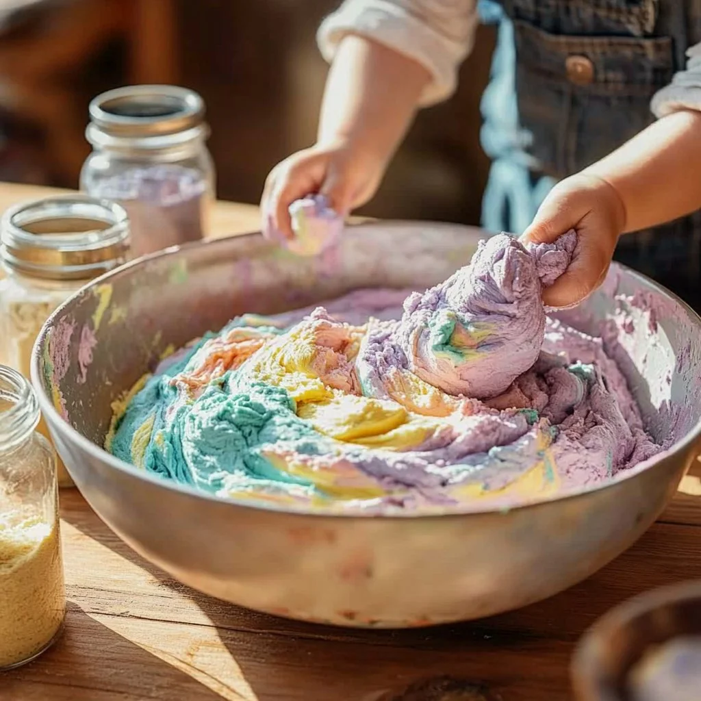 Colorful edible sludge sensory dough for creative play and exploration.