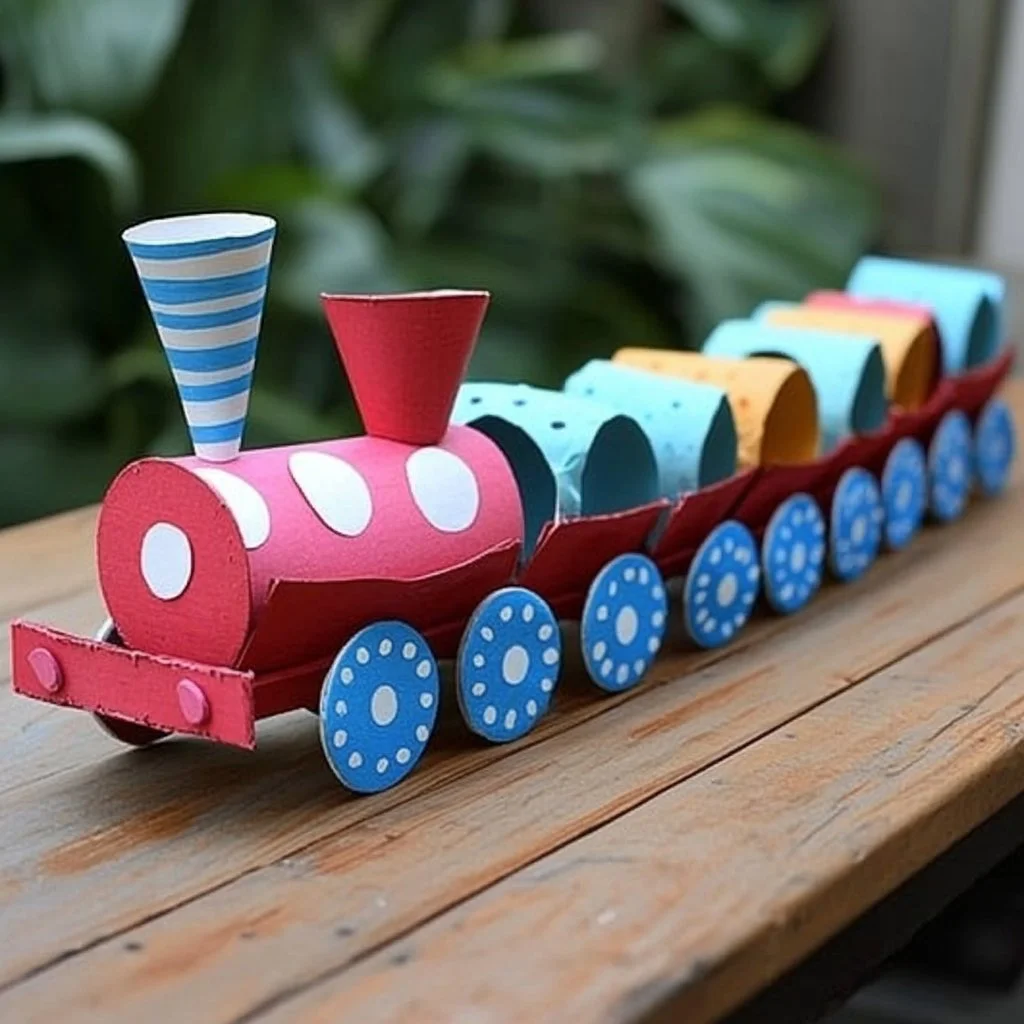 Colorful DIY Egg Carton Train craft for kids