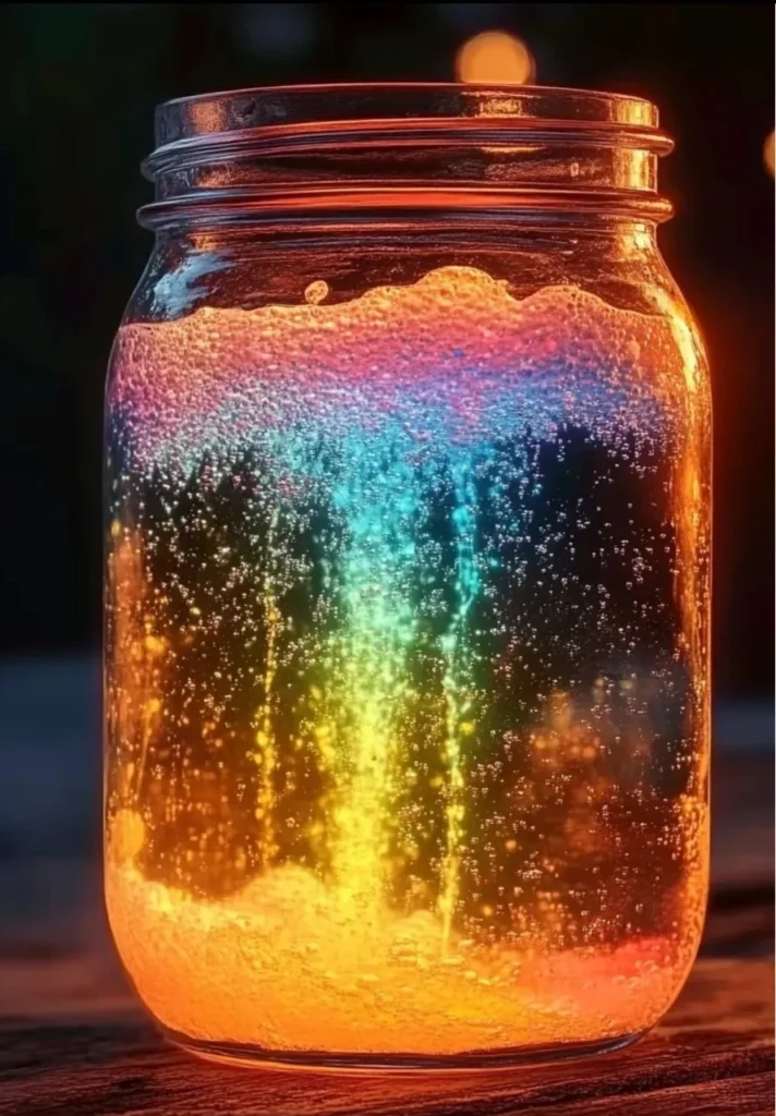 A jar filled with vibrant firework colors for creative displays.