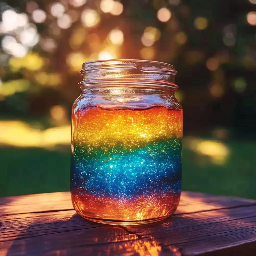 Colorful fireworks captured in a jar for creative displays