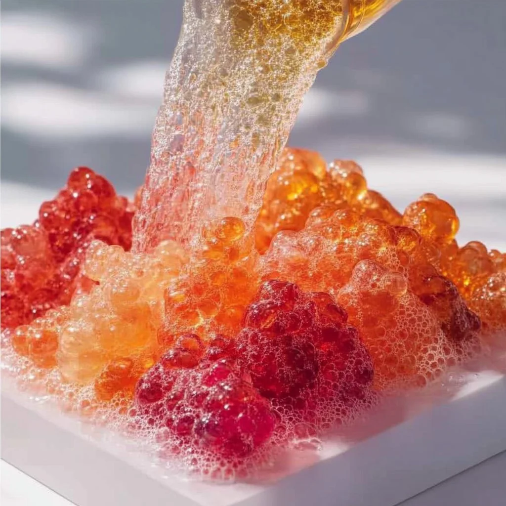 Fizzing lava rocks reaction demonstration with volcanic stones.