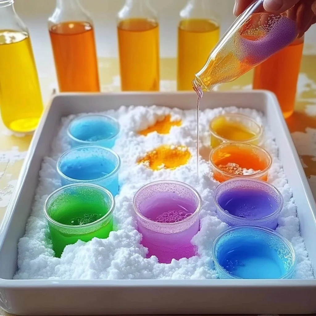 Creative fizzy painting project with vibrant colors and effervescent effects