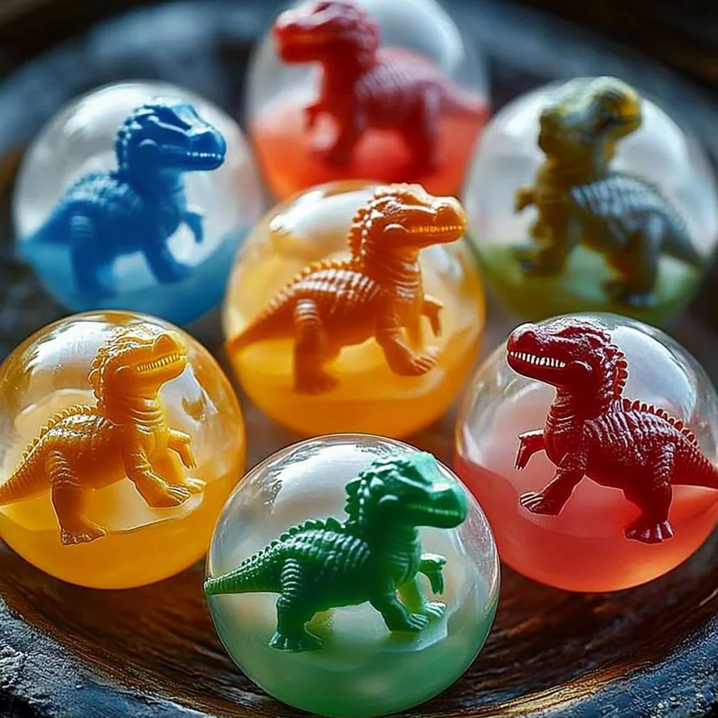 Fossilized frozen dinosaur eggs displayed in a museum exhibit.