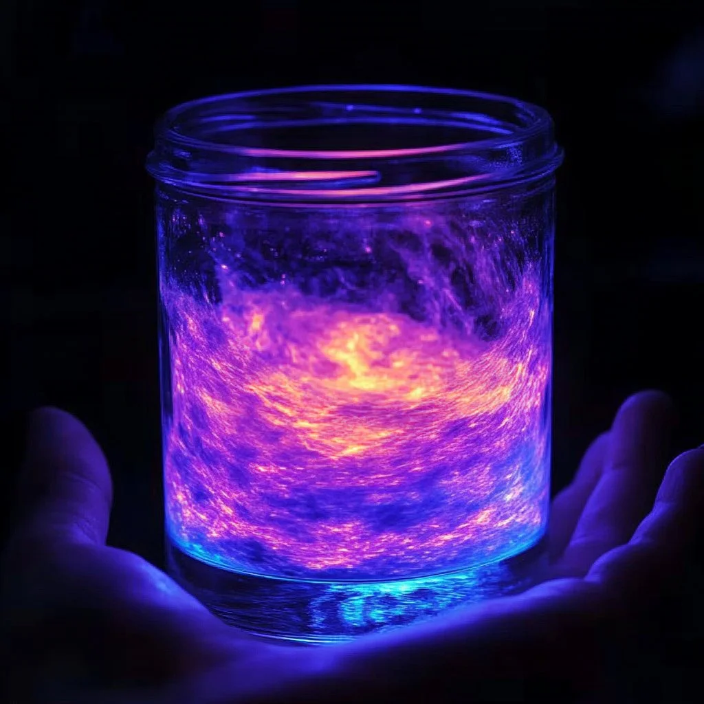 DIY Galaxy Jar filled with colorful cosmic elements and glowing effects