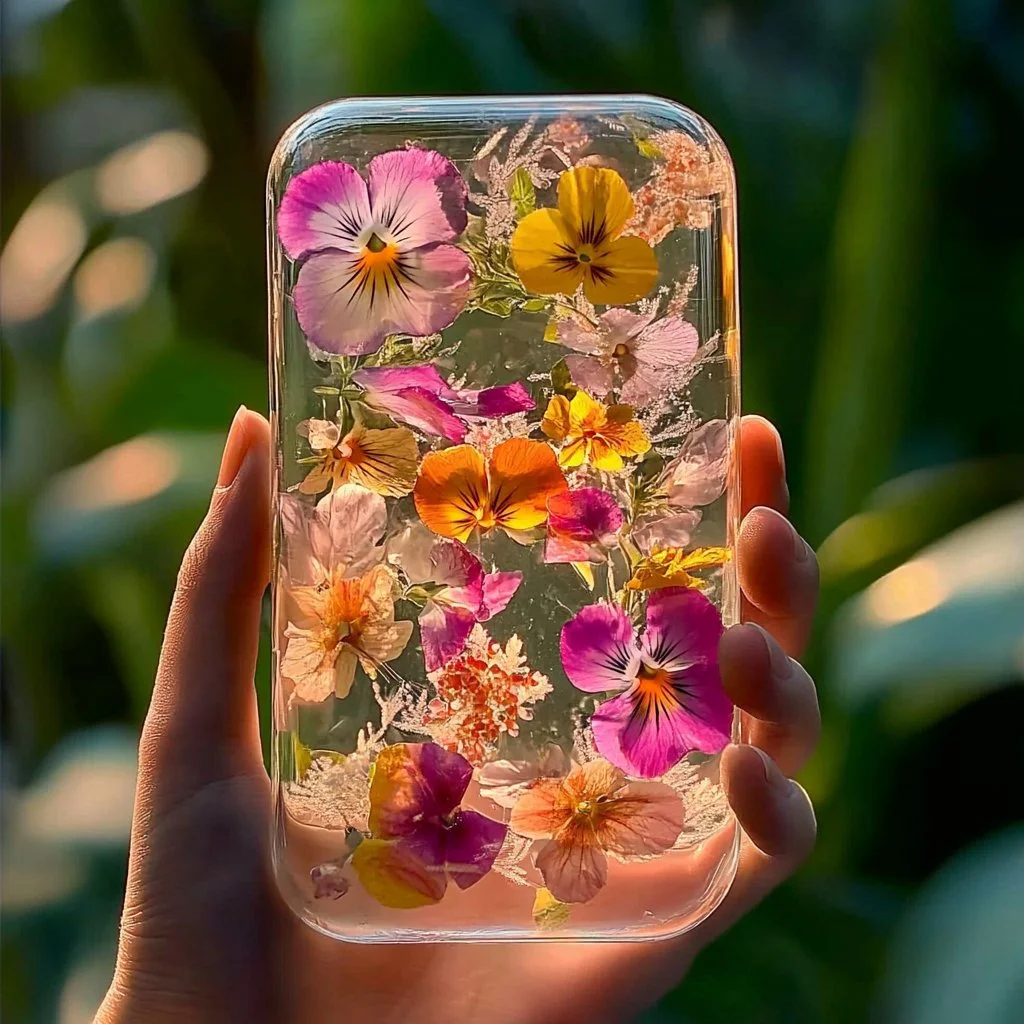 Colorful DIY gelatine flower suncatcher hanging in a sunlit window