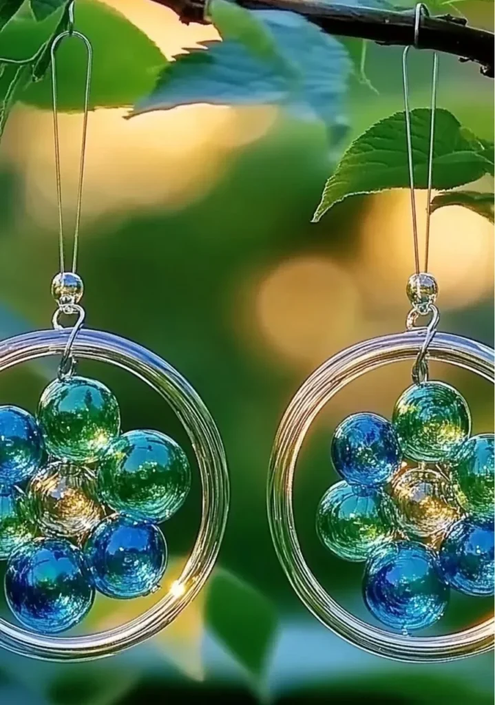 Colorful glass bead suncatcher shining in sunlight