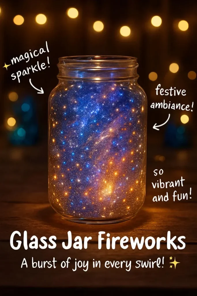 Colorful fireworks displayed in glass jars for festive celebrations