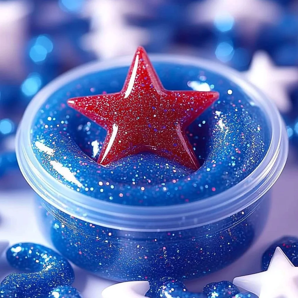 Colorful glitter slime in a jar with sparkles, perfect for sensory play.