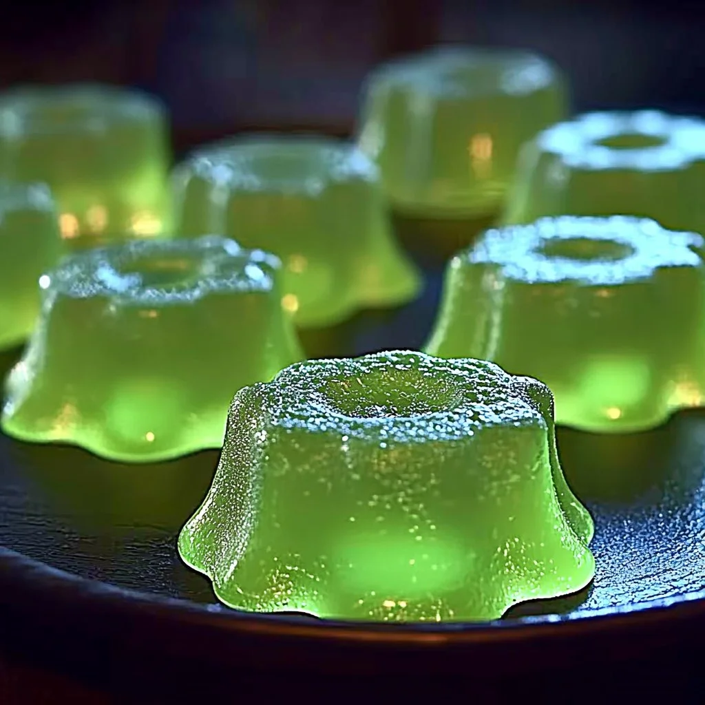 Delicious glow-in-the-dark bouncy jello bites in vibrant colors.