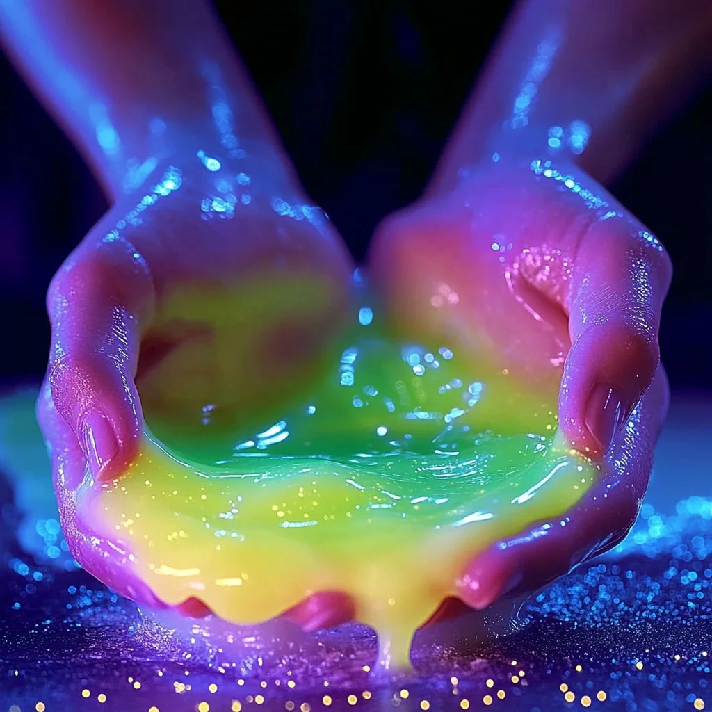 Children playing with homemade Glow-in-the-Dark Slime.