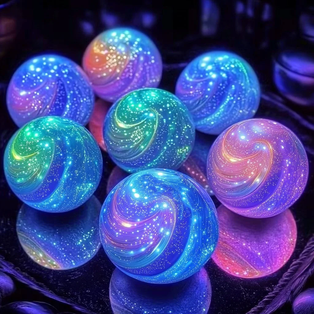 Glow-in-the-Dark Swirl Bounce Balls in vibrant colors for night games