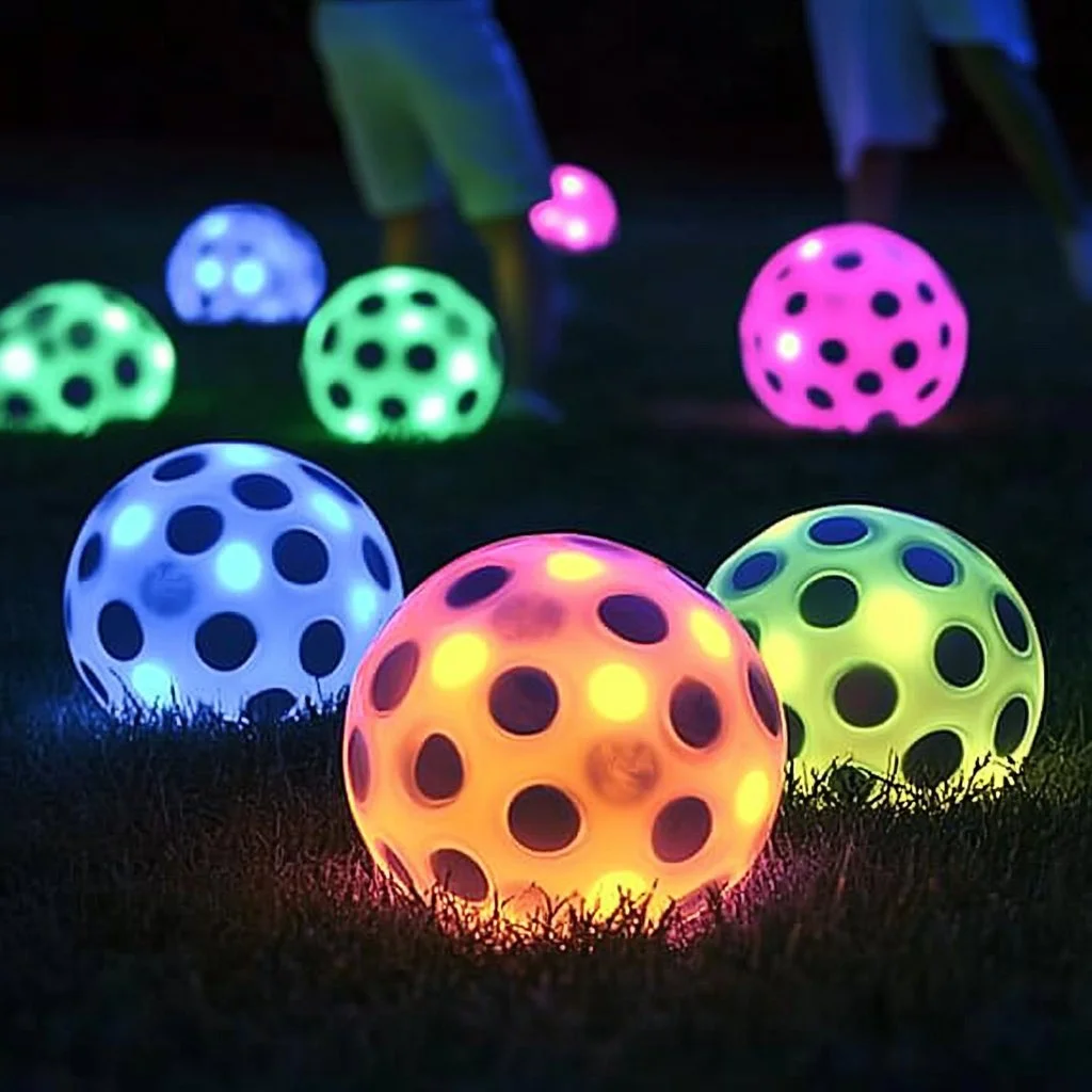 Glow-in-the-Dark Wiffle Ball Game in action at night