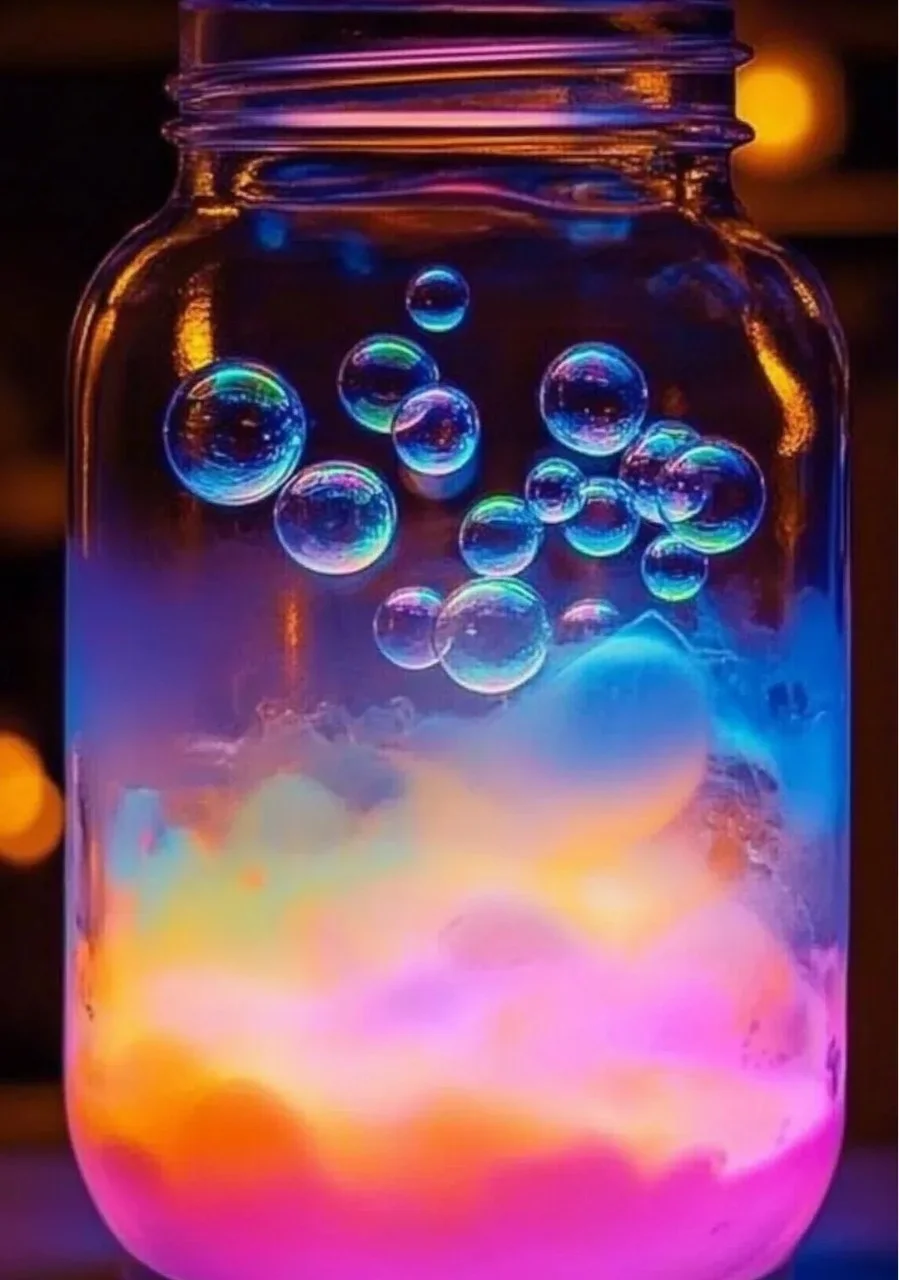 Glowing Bubble Lamp creating a serene and colorful atmosphere