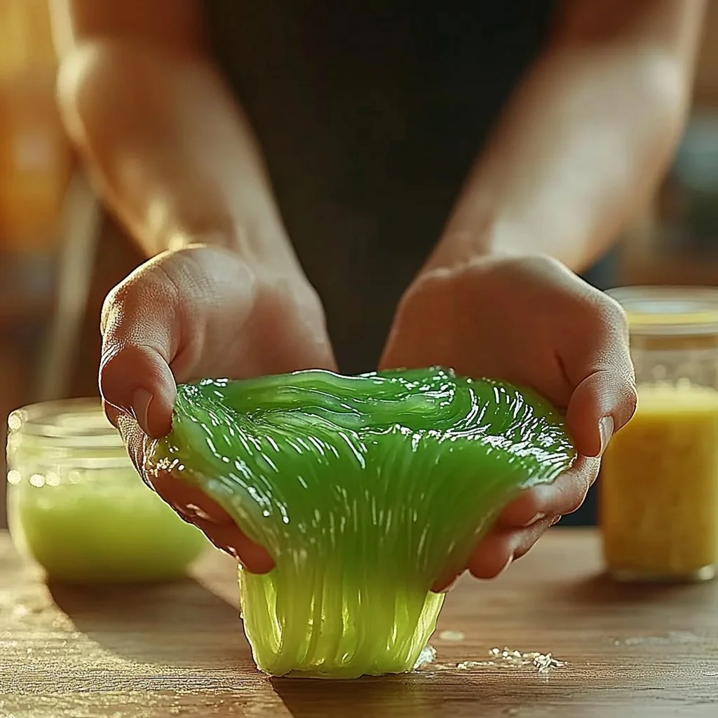 Colorful homemade Gak for fun sensory play and crafting activities.