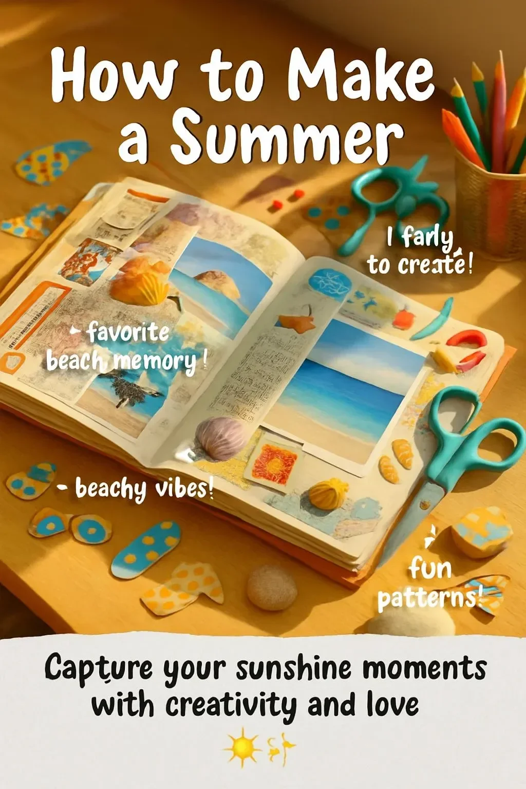 Step-by-step guide to making a summer holiday scrapbook for preserving memories.