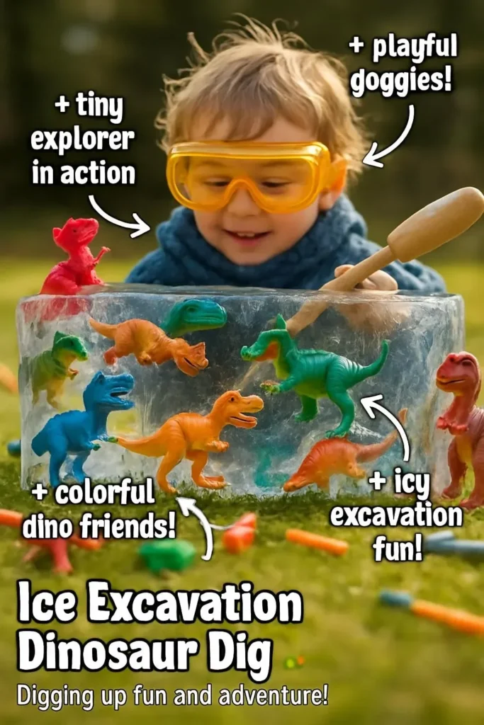 Participants excavating dinosaur fossils at the Ice Excavation Dinosaur Dig event.