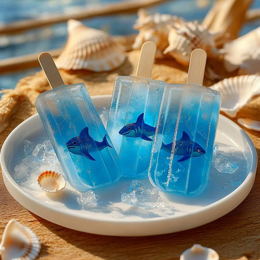 Colorful Jiggly Shark Pops in various flavors, perfect for summer parties.