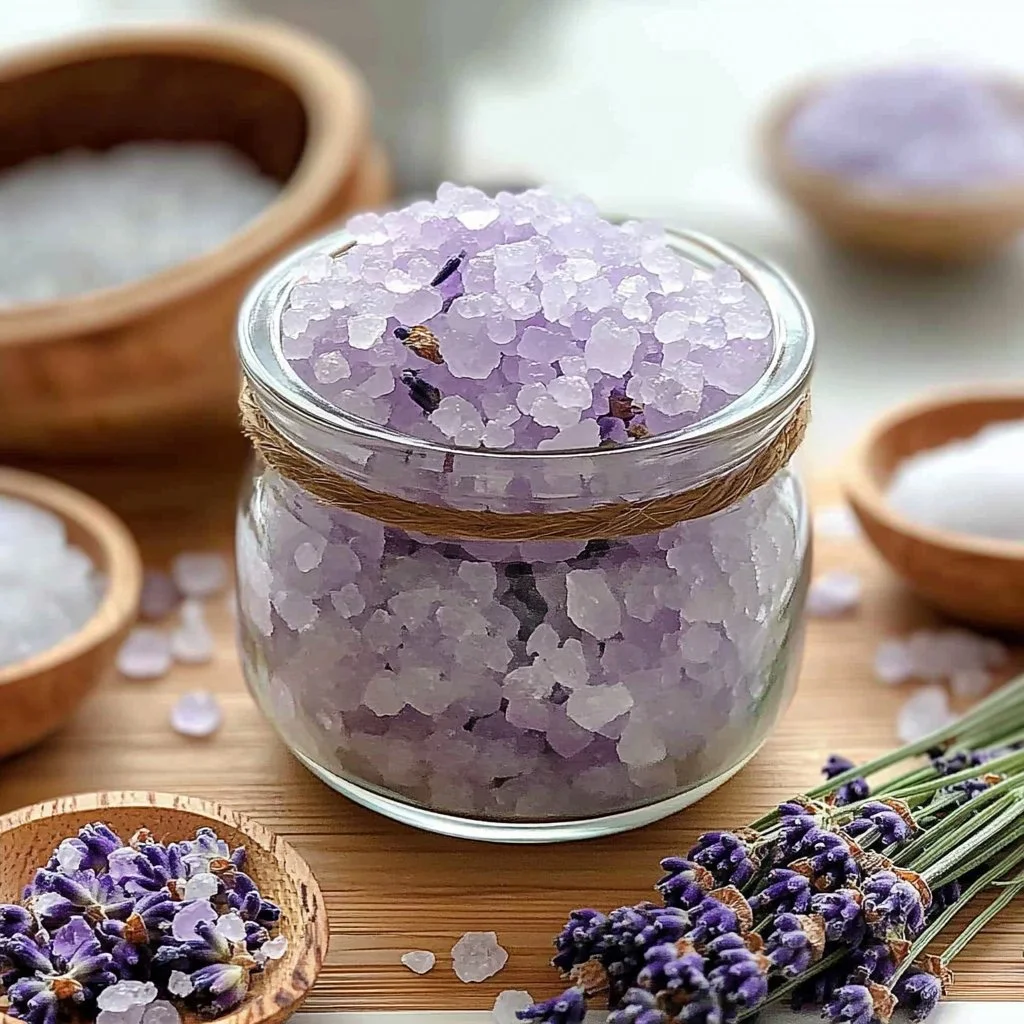 Lavender Lemon Sugar Scrub in a glass jar with lemon slices and lavender sprigs