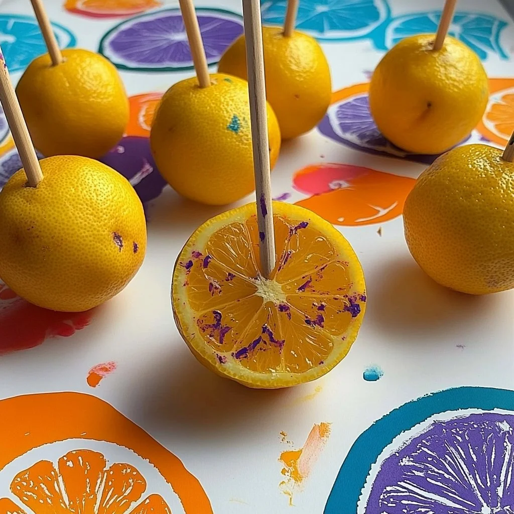 Bright and cheerful lemon painting activity for artists of all ages