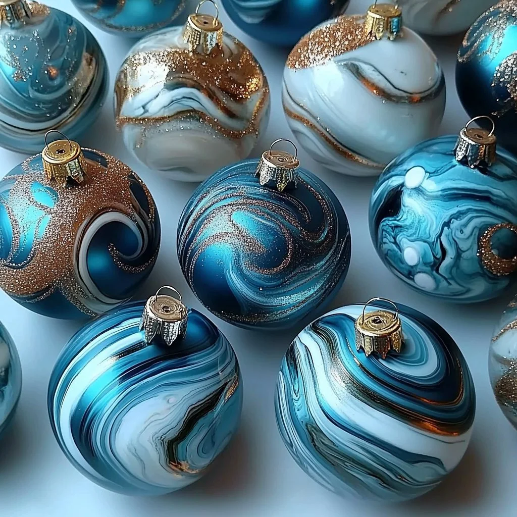 Colorful marbling ornaments for home decor and artistic crafts