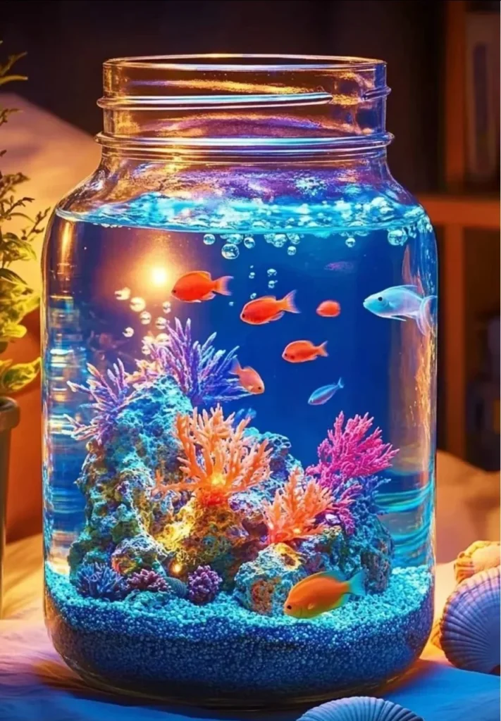 Mason Jar Aquarium Lamp providing unique lighting for aquariums