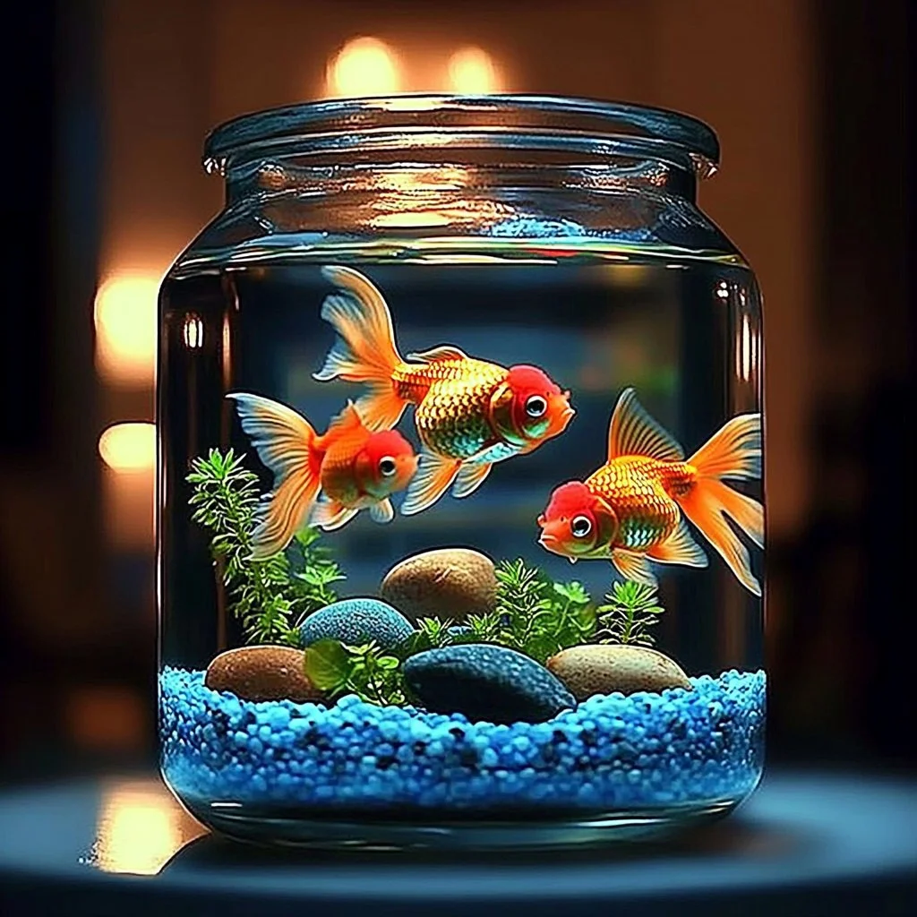 Mason Jar Aquatic Garden showcasing lush aquatic plants and colorful fish