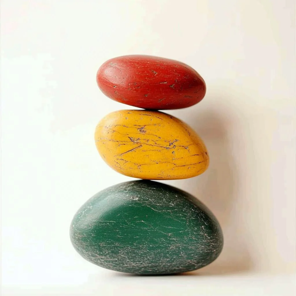 A collection of Mindfulness Stones for meditation and relaxation.