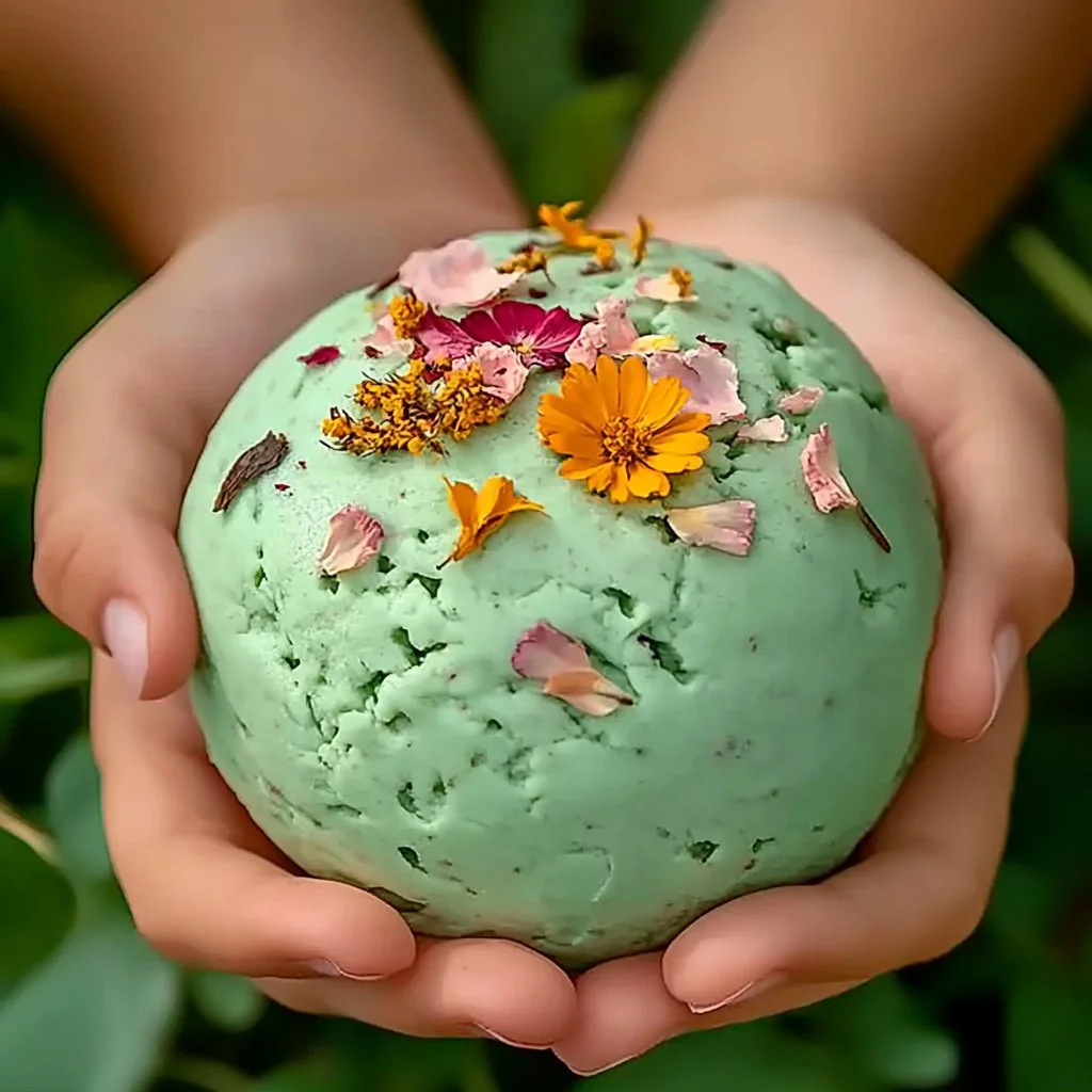 Natural play dough in vibrant colors used for creative play and learning.