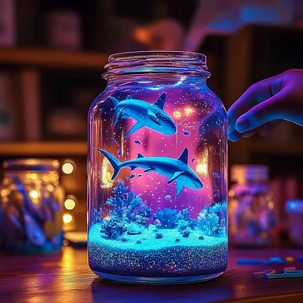 DIY Neon Ocean Sensory Jar filled with bright colors for sensory stimulation.