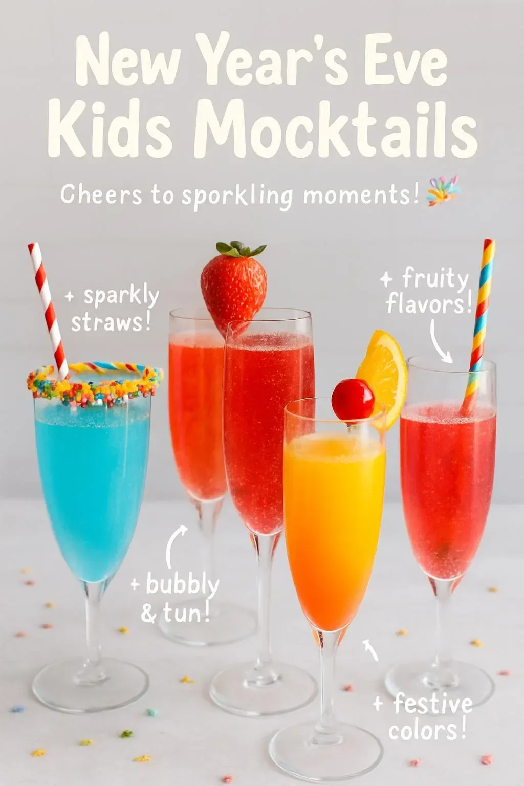 Kids mocktails for New Year's Eve celebration