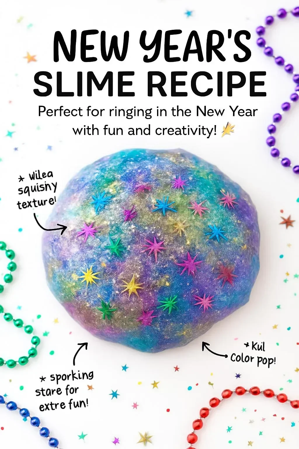 Colorful New Year's slime recipe for kids from Little Bins for Little Hands