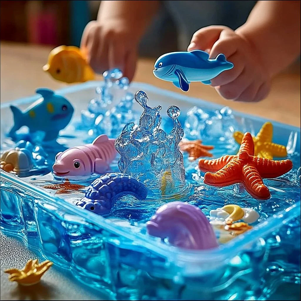 Students engaged in Ocean Ice Melt Activity, observing effects of ice melt in oceans.