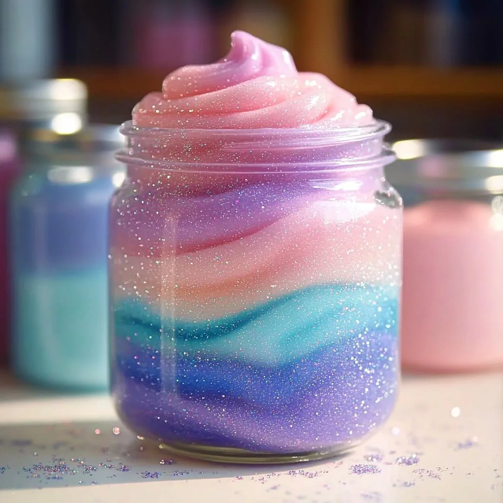 Colorful ombre slime jars showcasing vibrant gradients for sensory fun.