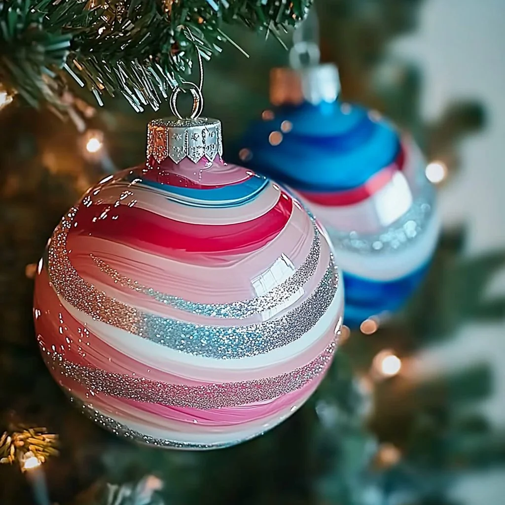 Colorful painted holiday ornaments for festive decoration