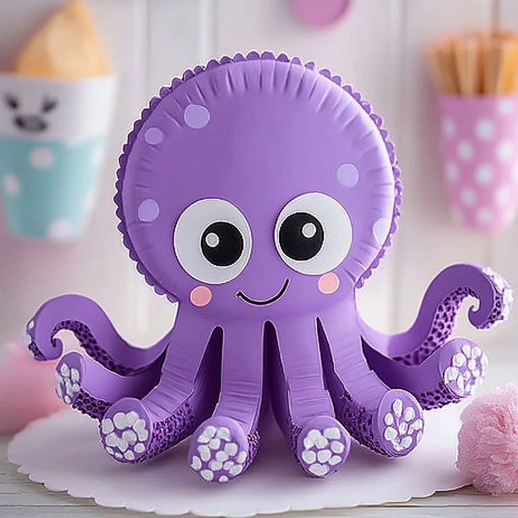 Colorful paper plate octopus craft for kids activity