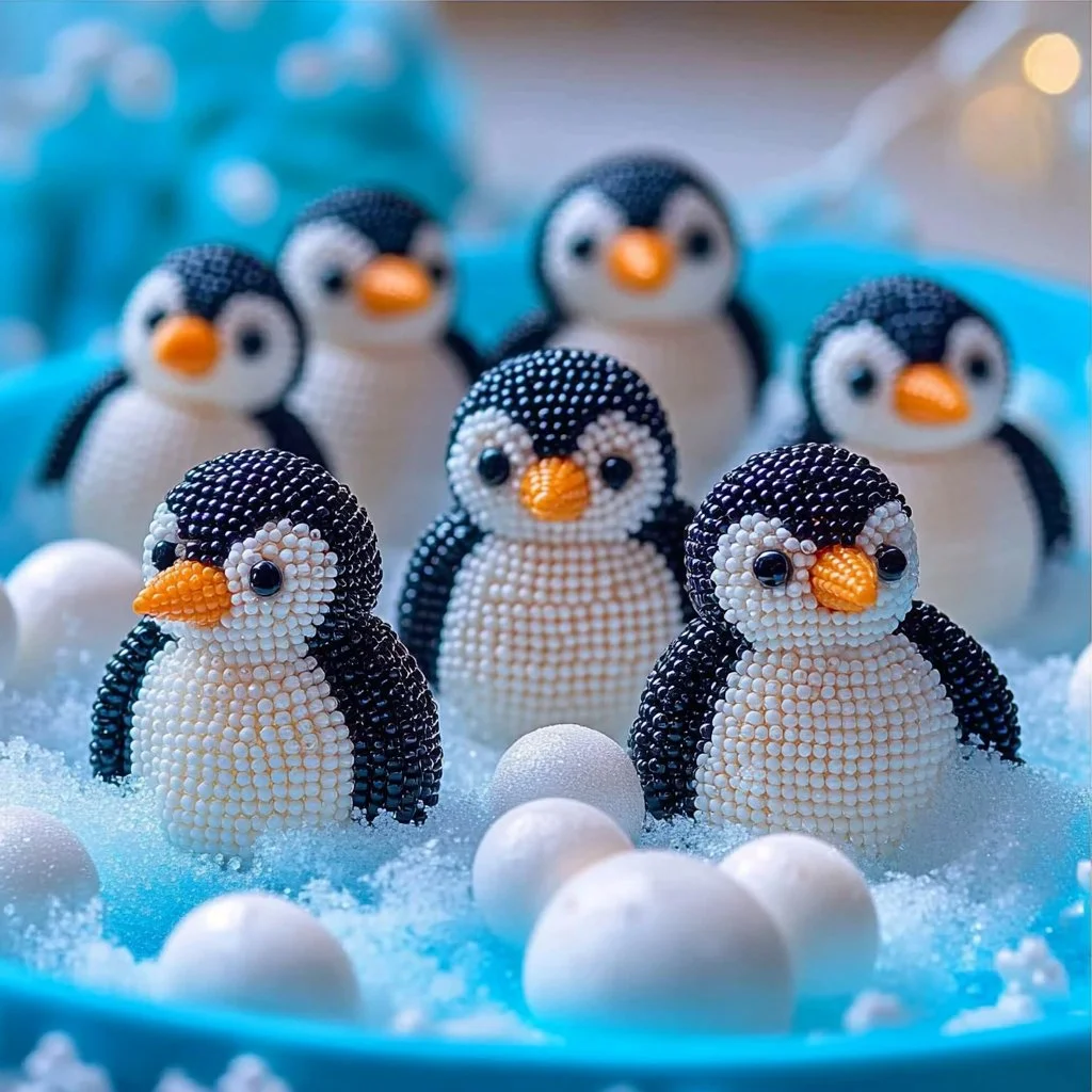 Colorful Penguin Sensory Bin with various materials for sensory play