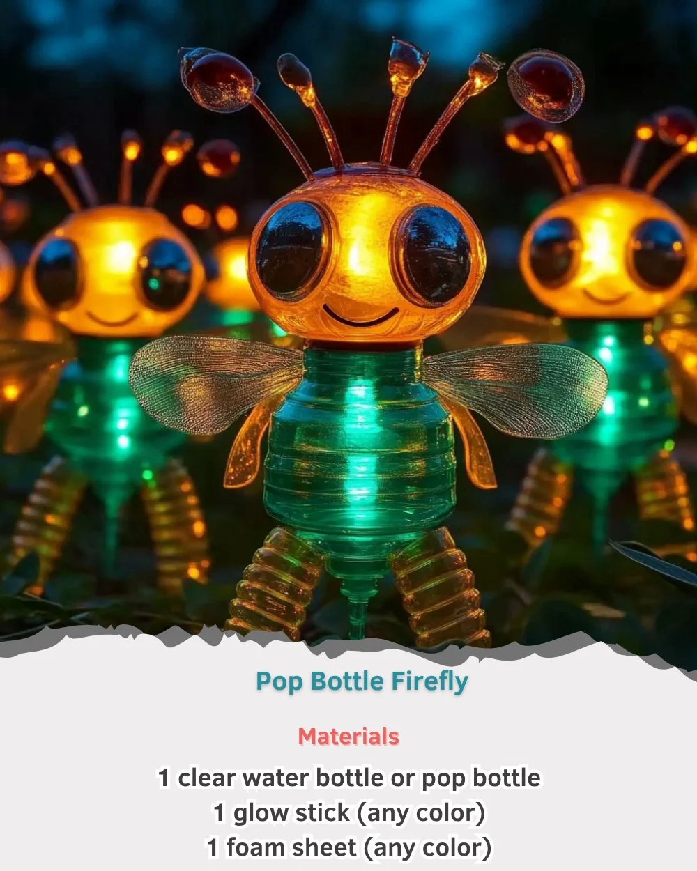 DIY pop bottle firefly craft project for kids and adults.