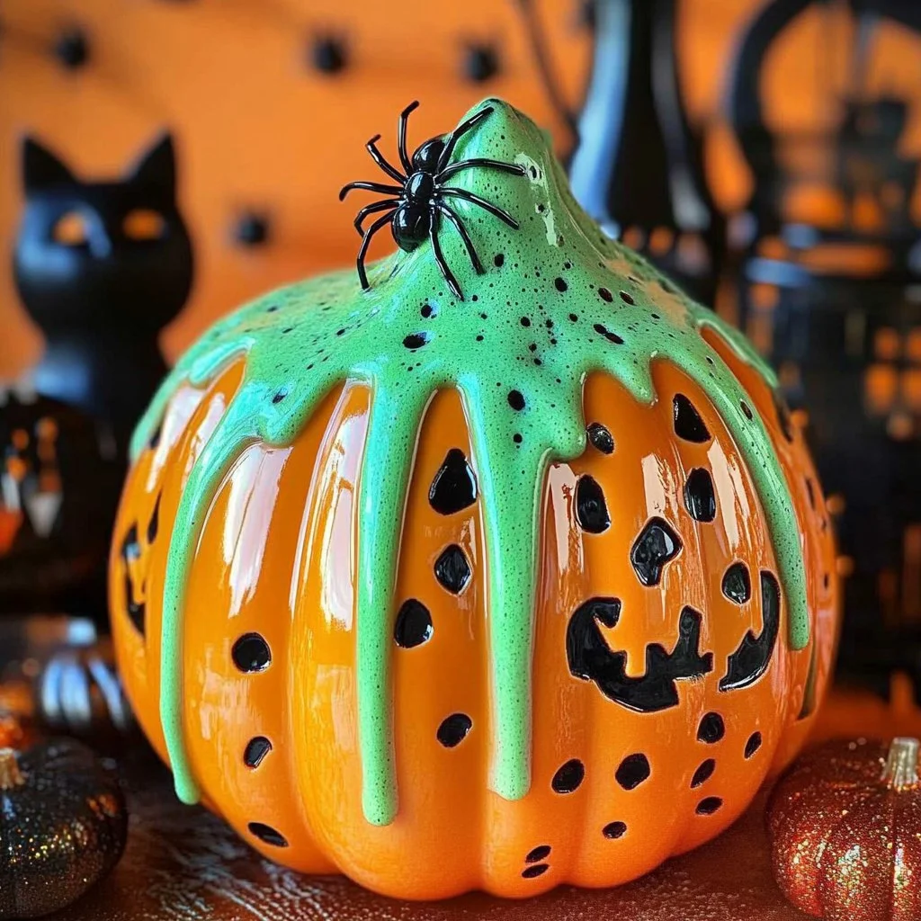 Child performs the Pumpkin Volcano experiment with vibrant eruptions using a pumpkin.