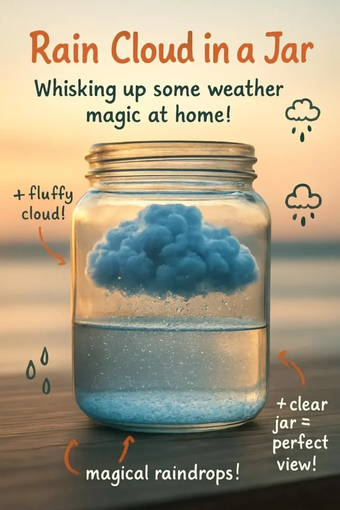A DIY rain cloud in a jar demonstration showcasing science experiment.