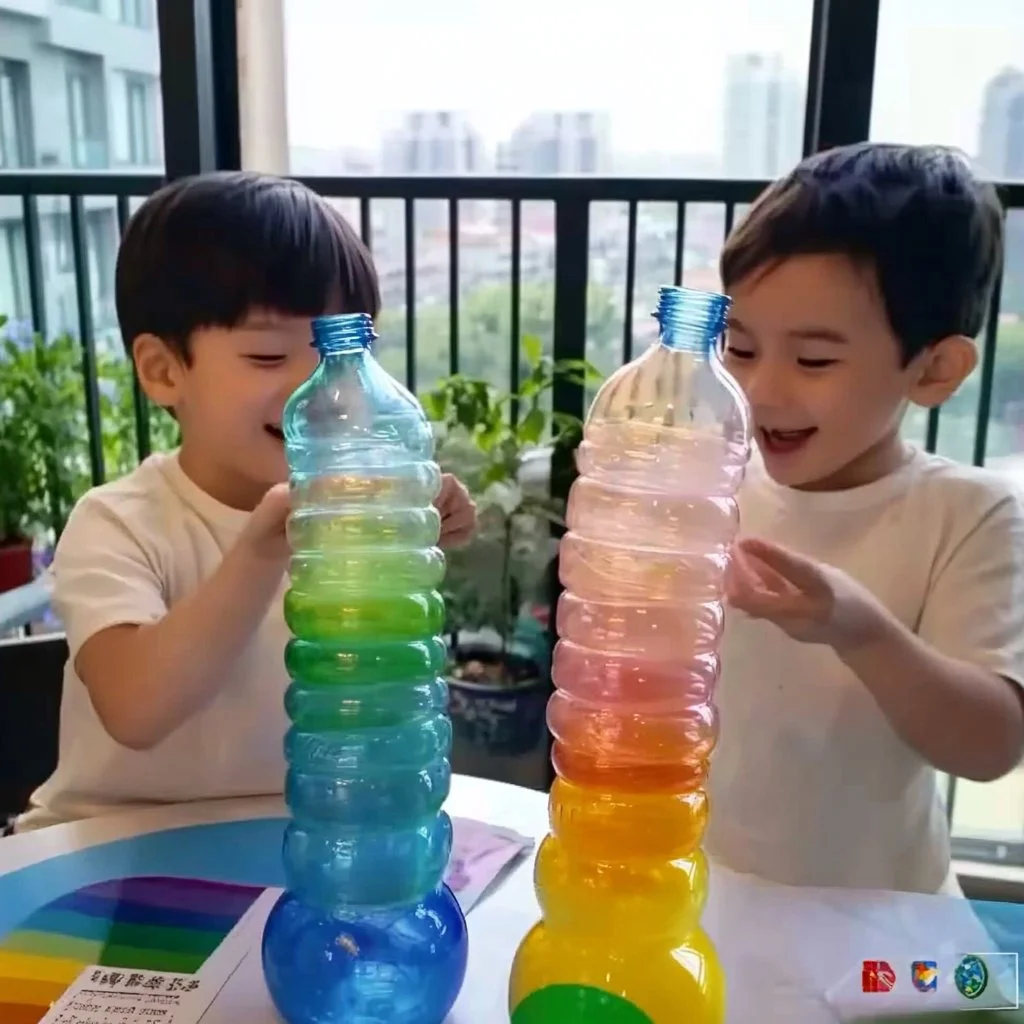 Colorful Rainbow Bubble Snake swimming in bubbles