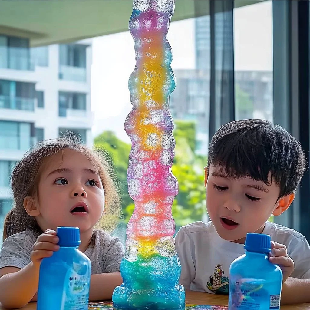 Colorful Rainbow Bubbles Snack displayed on a vibrant plate.