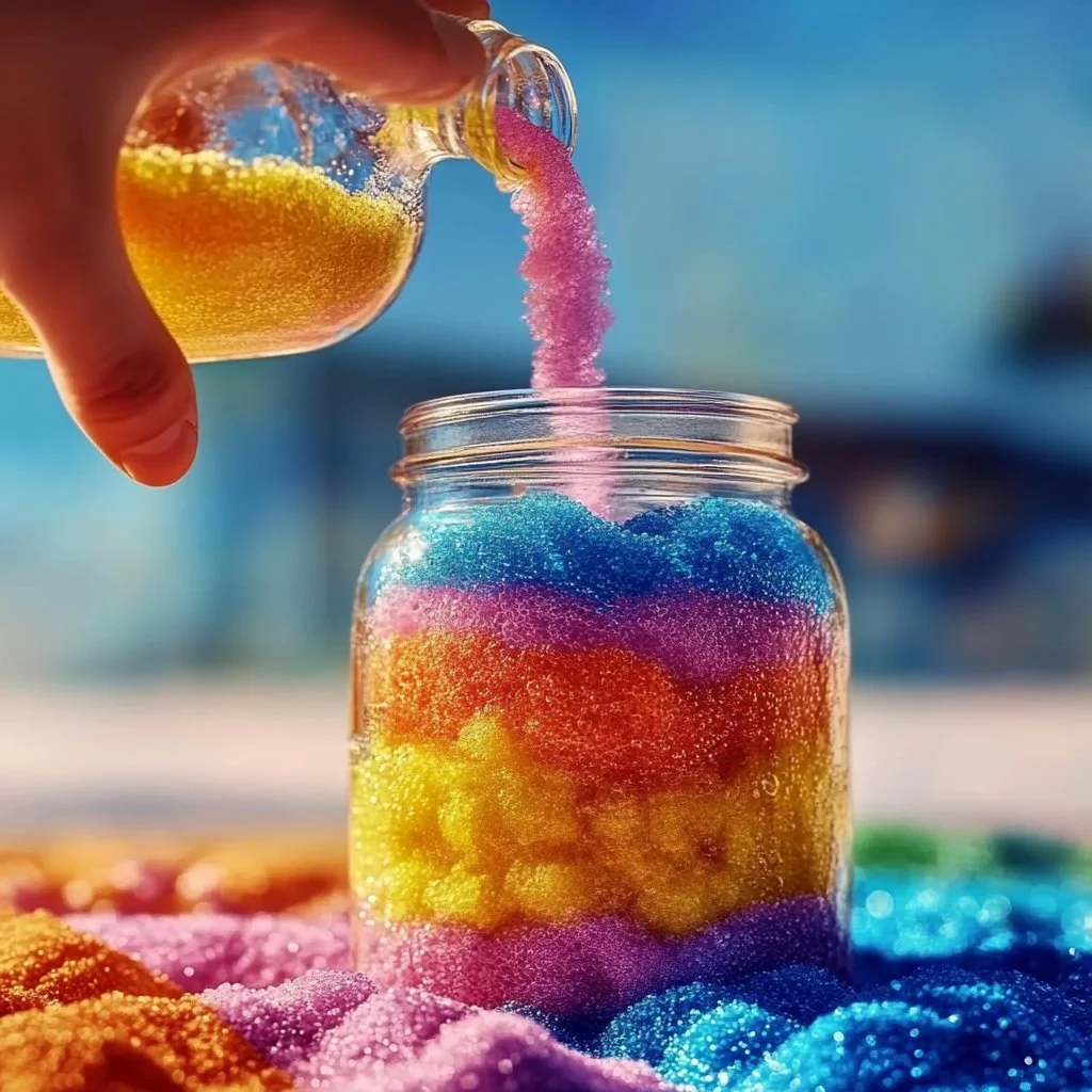 Colorful Rainbow Chalk Pop Jars for creative art and educational activities