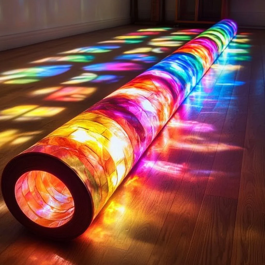 Vibrant rainbow light show illuminating the night sky with colorful displays.