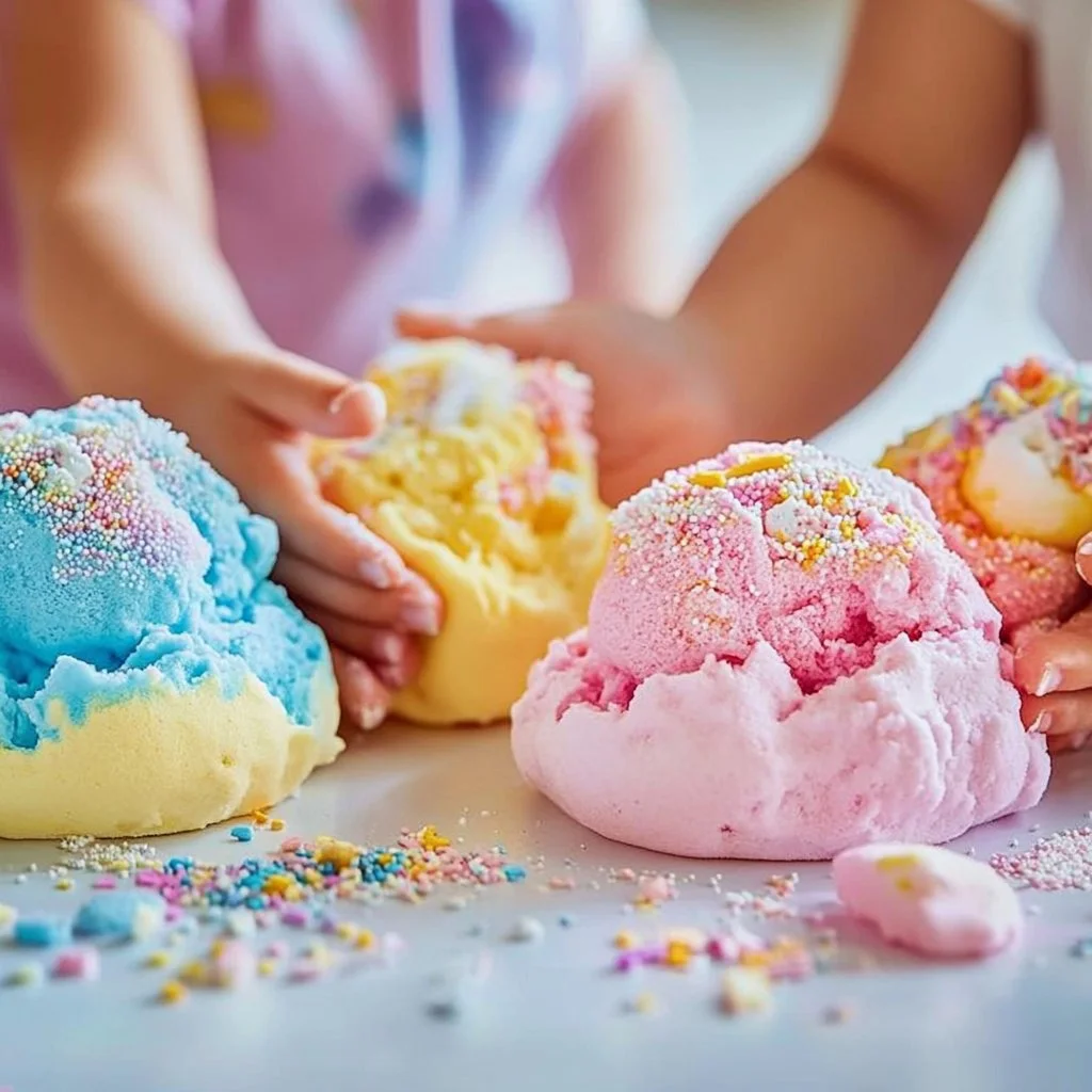 Colorful Rainbow Sensory Foam Dough for creative and tactile play